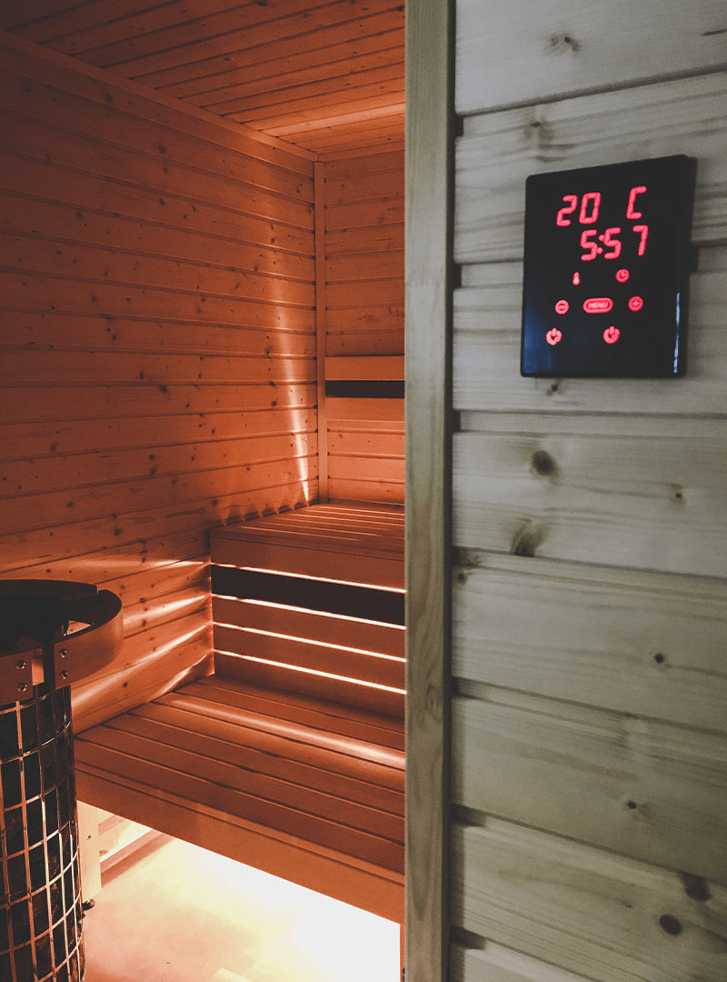finská sauna teploměr a kamna